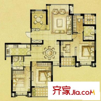 銀億海尚廣場(chǎng)戶型圖A1+A2戶型 5室2廳2衛(wèi)1廚