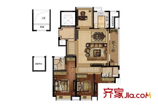 金地悅江來B2戶型 4室2廳2衛(wèi)1廚