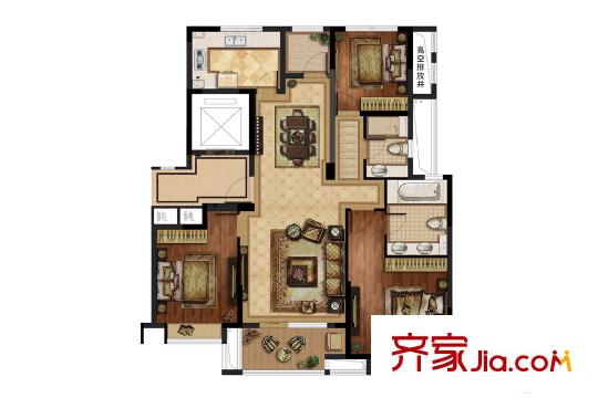 金地悅江來B3戶型 3室2廳2衛(wèi)1廚
