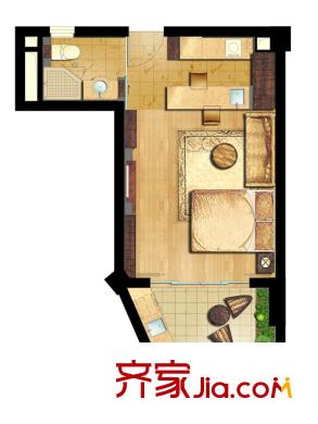布利杰城南公館 1室1廳1衛(wèi)0廚 戶型圖