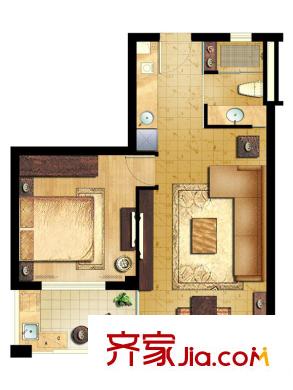 布利杰城南公館 1室1廳1衛(wèi)1廚 戶型圖