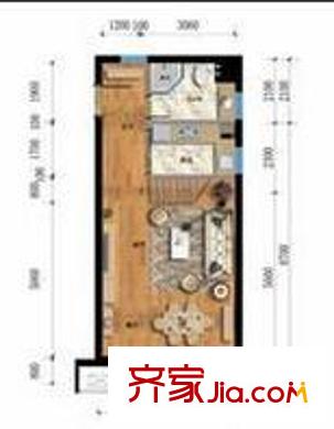金色江南 1室1廳1衛(wèi)1廚 戶型圖