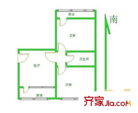 西山南里 2室 戶型圖