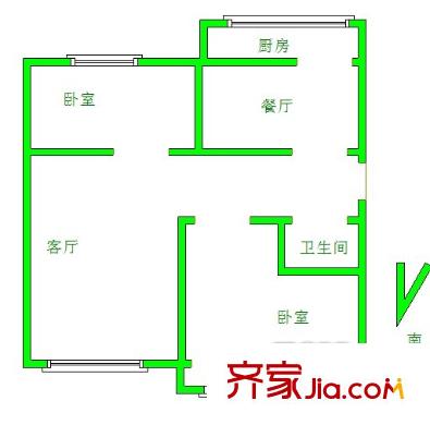 興隆樓戶型圖2居室 2室2廳1衛(wèi)1廚