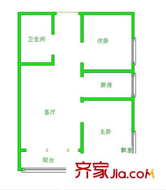 恒基現(xiàn)代城 戶型圖 2室