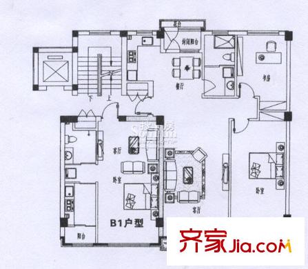 尚品名都二期戶型圖B1 C戶型2室2廳1衛(wèi)1廚 2室2廳1衛(wèi)1廚
