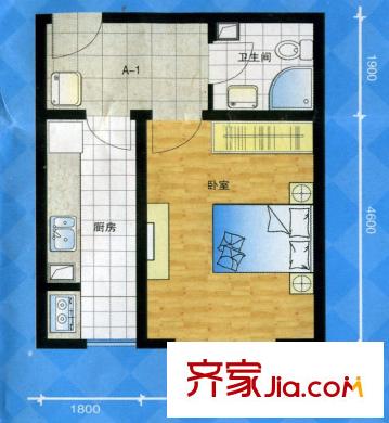 盛唐府邸戶型圖A-1 1室1廳1衛(wèi)