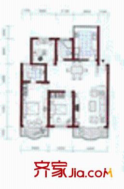 海怡花園戶型圖2室1廳 2室1廳2衛(wèi)1廚