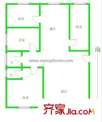 甬興新村 3室1廳1衛(wèi)1廚 戶型圖