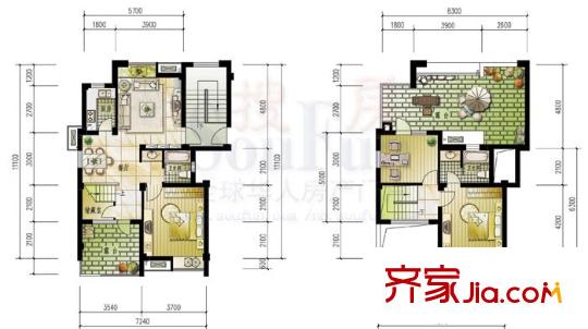 青年才郡戶型圖戶型圖 3室3廳1衛(wèi)1廚