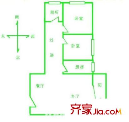 泗港小區(qū) 2室1廳1衛(wèi)1廚 戶型圖