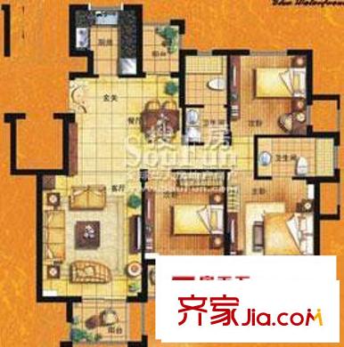 淺水灣蔚藍(lán)水岸戶型圖3室2廳 3室2廳2衛(wèi)1廚