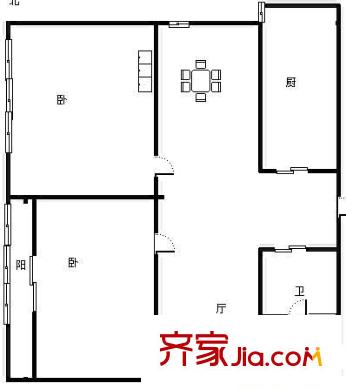寧興城市花園百合公寓 2室 戶型圖