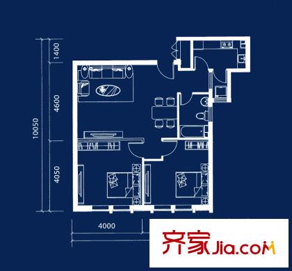 富丁國(guó)際戶型圖A3 2室2廳1衛(wèi)1廚