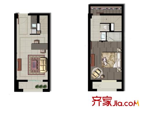 IN藍(lán)庭戶型圖精裝SOHO 1室1廳1衛(wèi)1廚