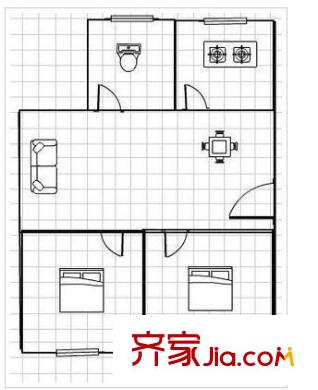 姚江花園 2室 戶型圖