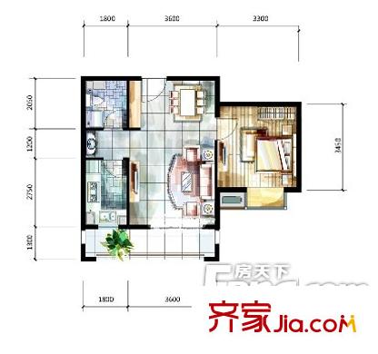 雅戈爾東湖花園 1室1廳1衛(wèi)1廚 戶型圖