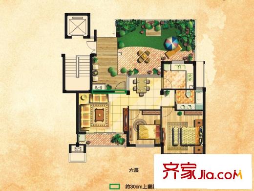 維科水岸楓情 2室2廳1衛(wèi)1廚 戶型圖