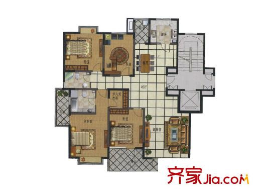 香堤水岸 4室2廳2衛(wèi)1廚 戶型圖