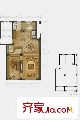 萬科城臺墅一層戶型圖 4室2廳3衛(wèi)1廚