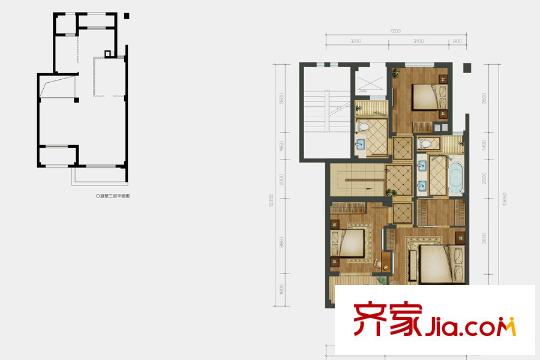 萬科城庭墅三層戶型圖 5室2廳3衛(wèi)1廚