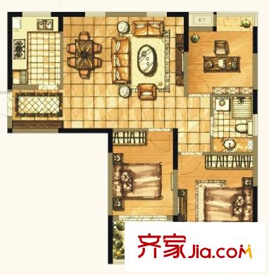 城市摩爾 3室1廳1衛(wèi)1廚 戶型圖