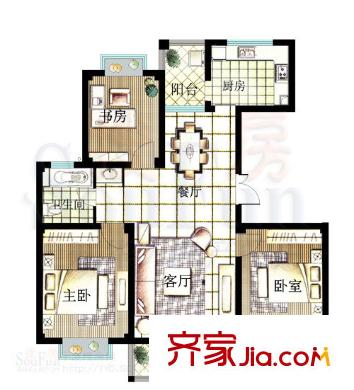 九五花園戶(hù)型圖戶(hù)型圖 3室2廳1衛(wèi)