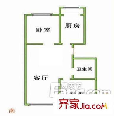 新華一號(hào)戶(hù)型圖兩居室 2室1廳1衛(wèi)1廚