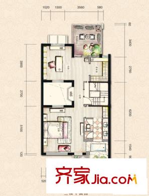 頤和名苑戶型圖美墅戶型圖三樓平面圖 1室1廳1衛(wèi)1廚