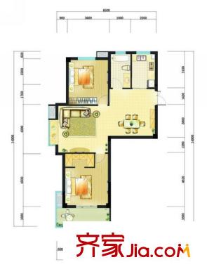 頤和名苑戶型圖2期101平方米戶型 2室2廳1衛(wèi)1廚