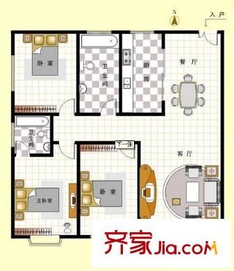 萬(wàn)達(dá)廣場(chǎng)公寓戶型圖3室2廳 3室2廳2衛(wèi)1廚