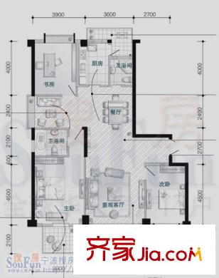 萬達(dá)廣場(chǎng)公寓戶型圖3室2廳 3室2廳2衛(wèi)