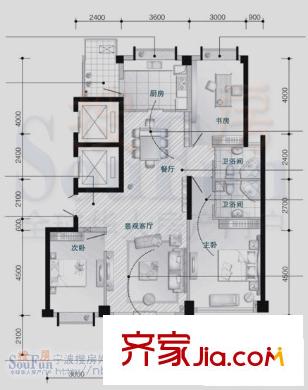 萬達(dá)廣場(chǎng)公寓戶型圖3室2廳 3室2廳2衛(wèi)