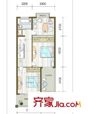 雅戈?duì)枛|湖花園三期 2室1廳1衛(wèi)1廚 戶型圖