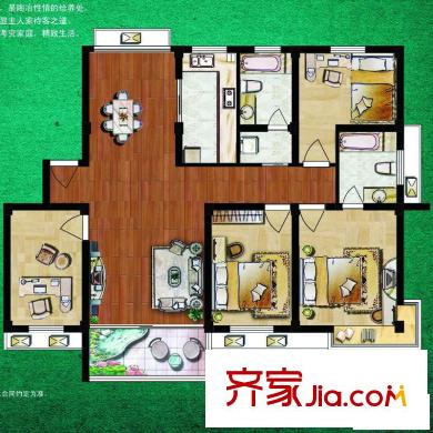天一家園戶型圖135平方米 4室2廳2衛(wèi)1廚