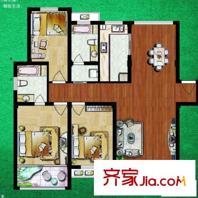 天一家園戶型圖3.2.2.1-129平方米 3室2廳2衛(wèi)1廚