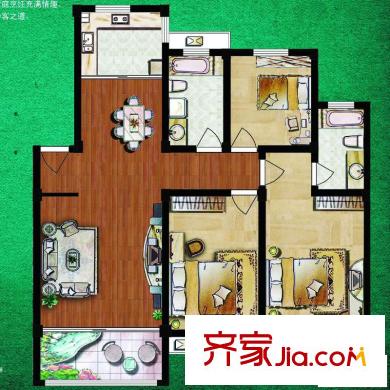 天一家園戶型圖3.2.2.1-128平方米 3室2廳2衛(wèi)1廚