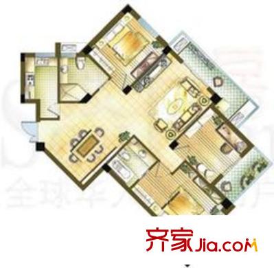 雅戈爾東湖馨園戶型圖3室2廳2衛(wèi)1廚 3室2廳2衛(wèi)1廚