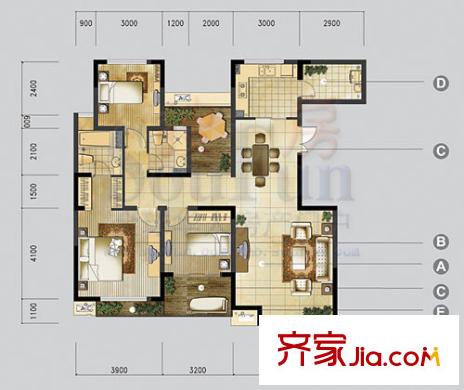 金地國際花園戶型圖3室2廳 3室2廳2衛(wèi)