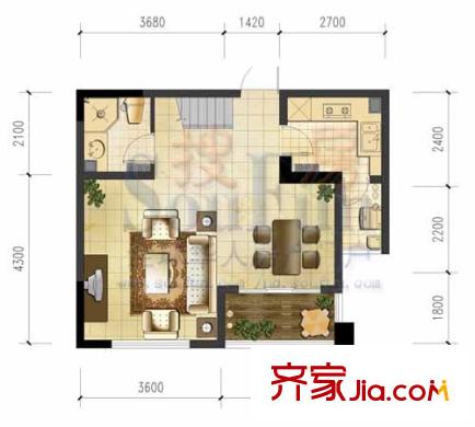 金地國際花園戶型圖6號樓G1(樓下） 3室2廳2衛(wèi)1廚