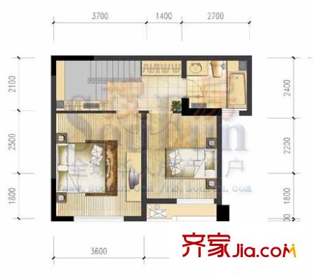 金地國際花園戶型圖6號樓G1(樓上） 3室2廳2衛(wèi)1廚