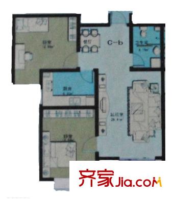 正興佳苑戶型圖c-b戶型 2室2廳1衛(wèi)1廚