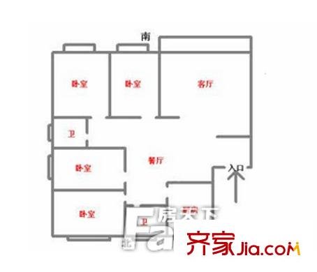 逸嘉新園戶型圖四室 