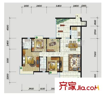 逸嘉新園戶型圖三室 