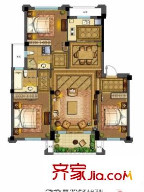 青林灣六期3室2廳 戶型圖