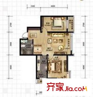 奧克斯盛世天城 2室1廳1衛(wèi)1廚 戶型圖