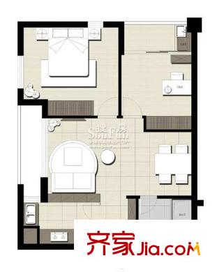 寧興城市花園 2室1廳1衛(wèi)1廚 戶型圖