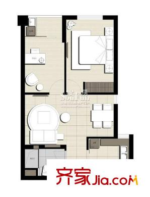 寧興城市花園 2室1廳1衛(wèi)1廚 戶型圖