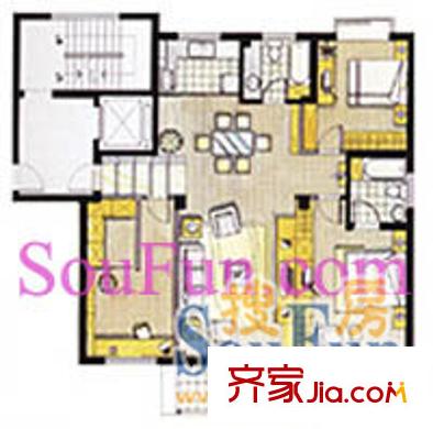 華泰劍橋戶型圖3室2廳 3室2廳2衛(wèi)1廚