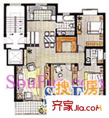 華泰劍橋戶型圖3室2廳 3室2廳2衛(wèi)1廚